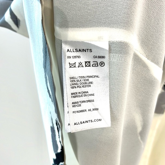 AllSaints Anais Torn Print Sleeveless Shift Dress - Picture 11 of 11
